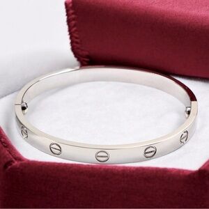 Stainless Steel Platinum Plated Bangle Bracelet Without Stones